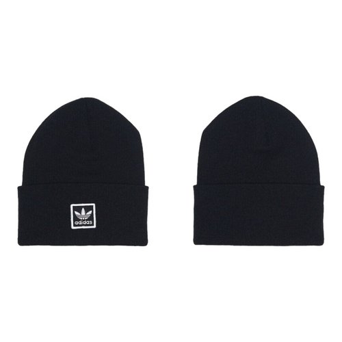 Adidas Originals Trefoil Knit Beanie Embroidered Logo Unisex Black White GA9683