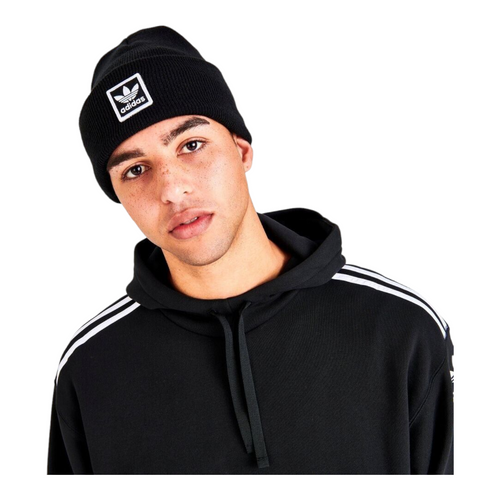 Adidas Originals Trefoil Knit Beanie Embroidered Logo Unisex Black White GA9683