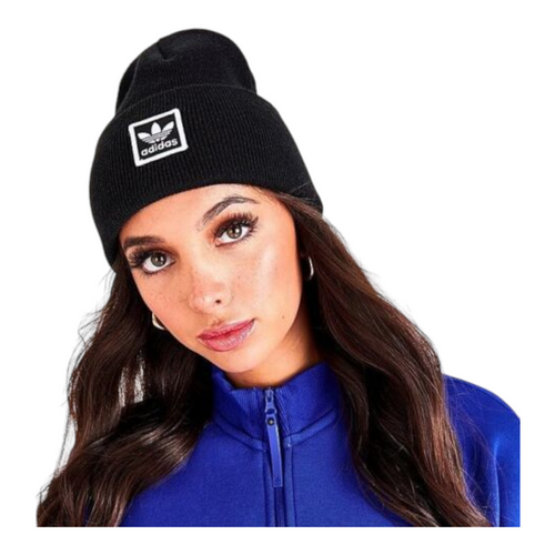 Adidas Originals Trefoil Knit Beanie Embroidered Logo Unisex Black White GA9683