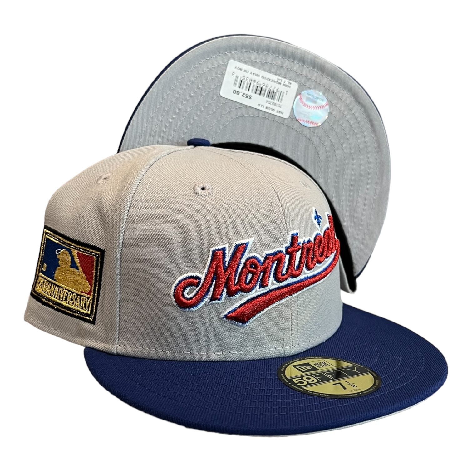New Era Montreal Expos Script 59FIFTY Fitted Hat Cap 125th Year Side Patch