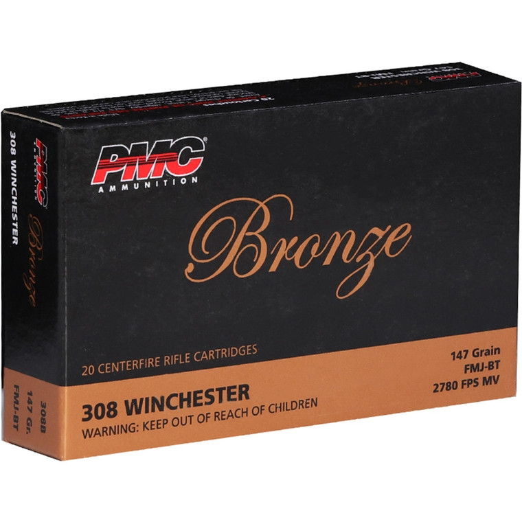 Bronze 308 Winchester Ammo 147gr FMJ