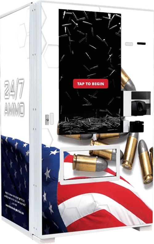 Target Sports USA vending machine with a touchscreen and enclosed dispensing compartment