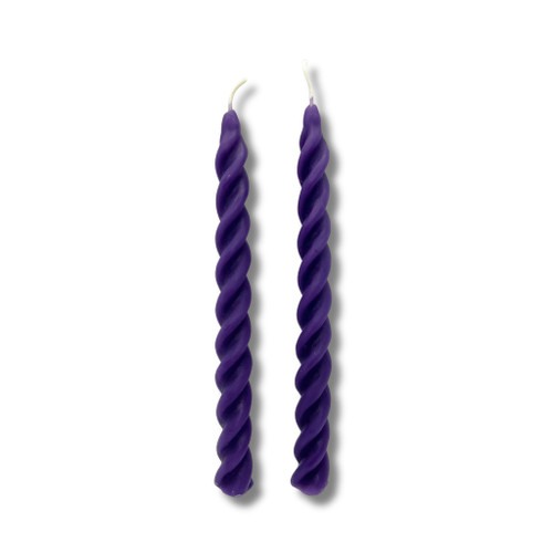Lavender Scented Beeswax Spiral Taper Candles, 7.5in – Pair (2)