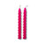 Two hot pink color rose scented beeswax spiral taper candles.