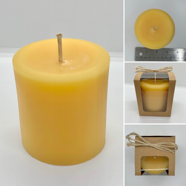 Natural Beeswax Pillar Candle 3” x 3” | 3x3 Inches Pillar Beeswax Candle