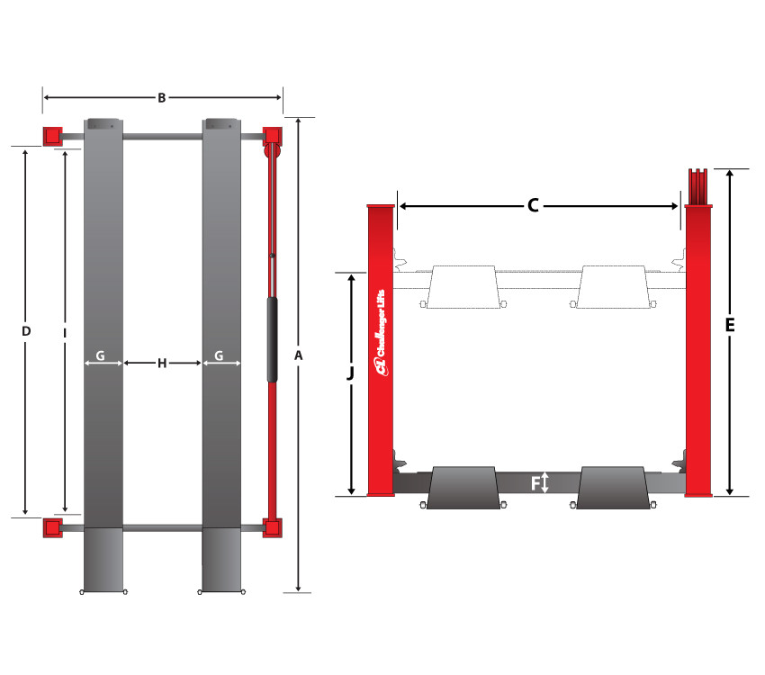 Challenger 44030E HD 4-Post Hydraulic Ex-Length Lift  30,000 lb - New Black Color