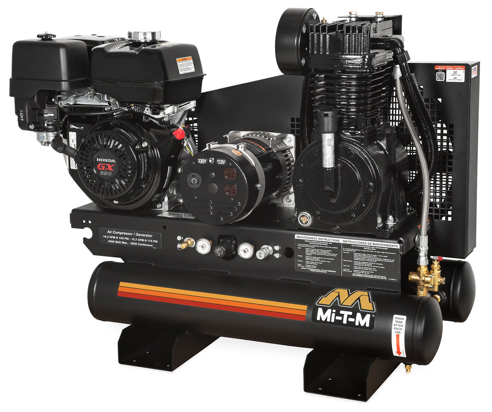 Mi-T-M AG2-SH13-08M1E 8G Two Stage Compressor / Generator w/Honda Engine & Elec Start