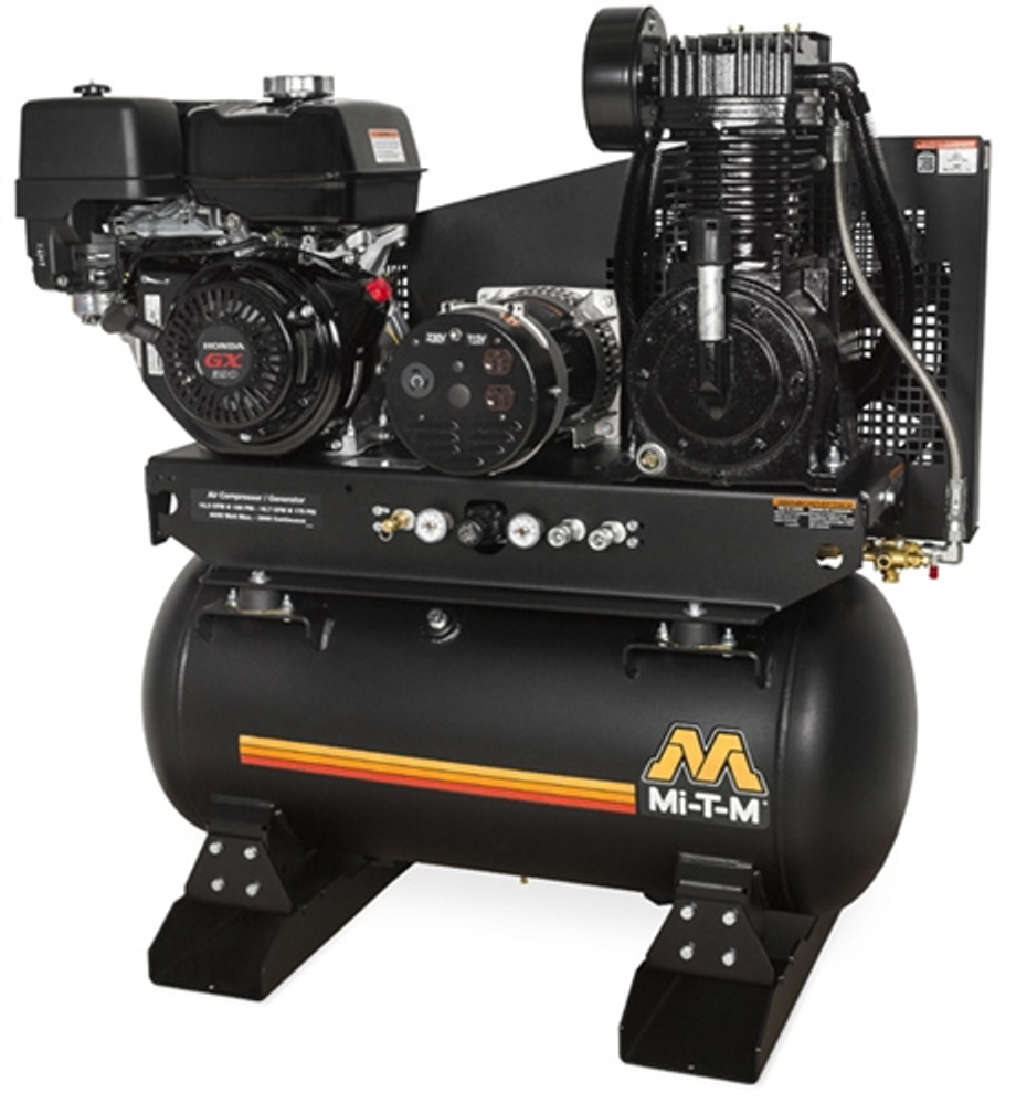 Mi-T-M AG2-SH13-30ME 30-Gallon Two Stage Gas Compressor / Generator w/Honda Engine & Elec Start