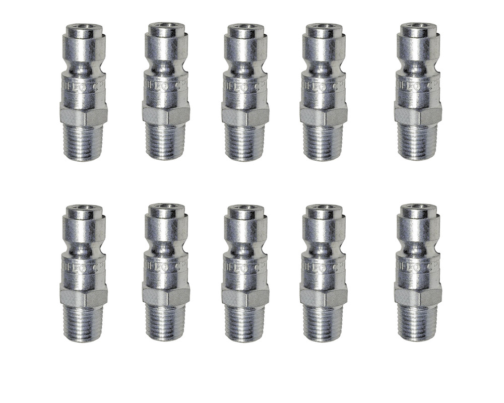 Amflo CP7 3/8" Coupler Plug with 1/4" Male Threads Automotive T style - 10 Pack