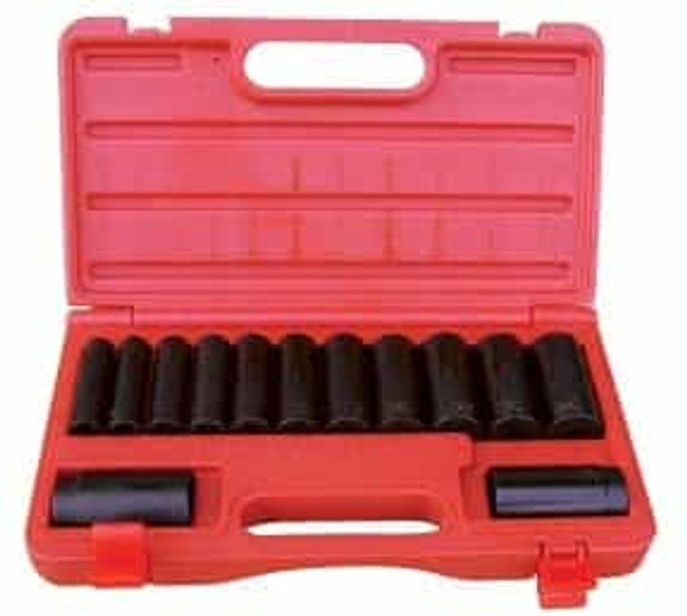 1/2"D 13pc 6-Point Deep Impact Socket Set