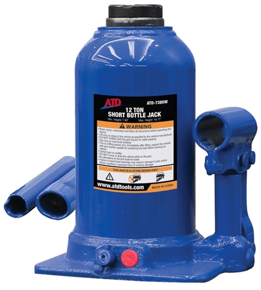 ATD 7385W 12-Ton Shorty HD Hydraulic Side Pump Bottle Jack
