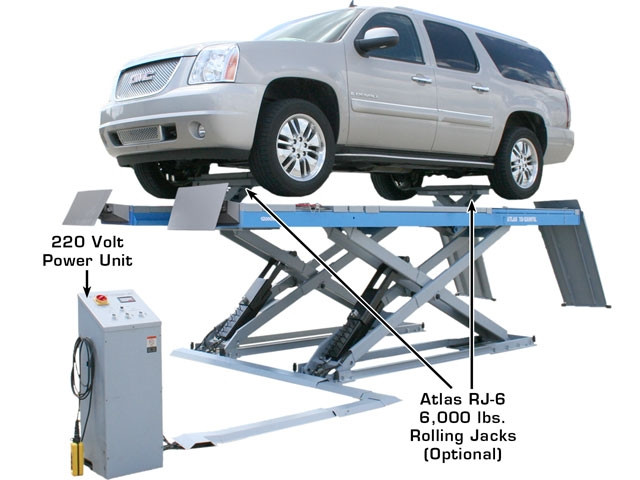 Atlas® 12AWFSL Commercial Grade Alignment Scissor Lift 12,000 lbs w/Wheels-Free System