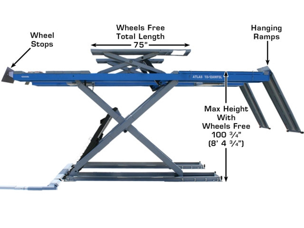 Atlas® 12AWFSL Commercial Grade Alignment Scissor Lift 12,000 lbs w/Wheels-Free System