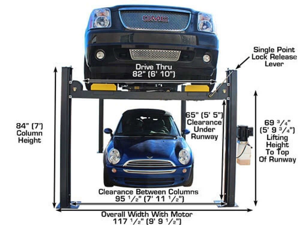 Atlas® 408-SL Premium Service/Parking 4 Post Lift 8,000 lbs