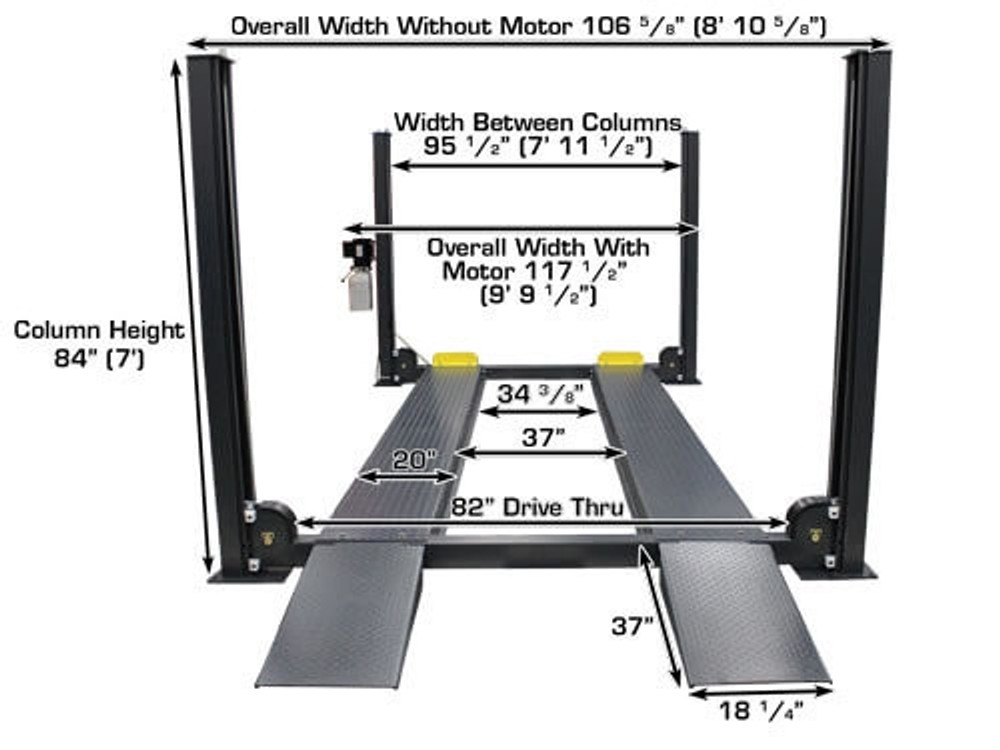 Atlas® 408-SL Premium Service/Parking 4 Post Lift 8,000 lbs