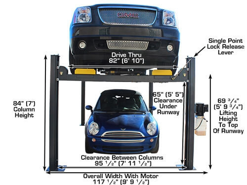 Atlas® 408-SL Premium Service/Parking 4 Post Lift Combo