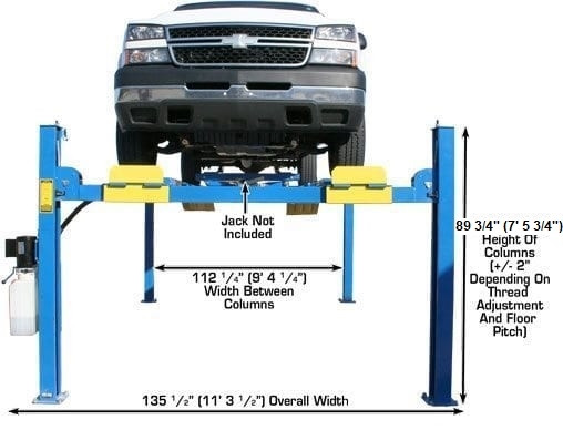 Atlas 412 4 Post Lift & Set of 2 RJ-6000 Rolling Jack