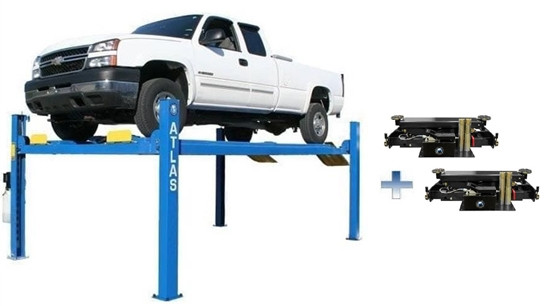 Atlas 414 4 Post Lift & Set of 2 RJ-8000 Rolling Jack