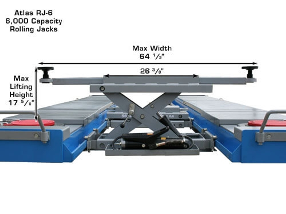 Atlas® Automotive Equipment RJ-6 Rolling Air/Hydraulic Center Jack 6,000 lbs & Truck Adapters