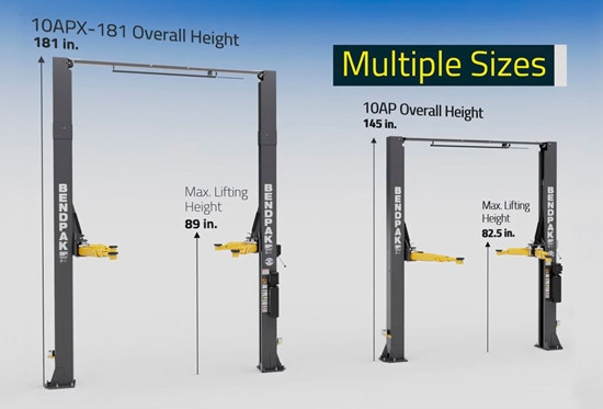 BendPak 10AP Adaptable Clearfloor Adj-Width ALI 2 Post