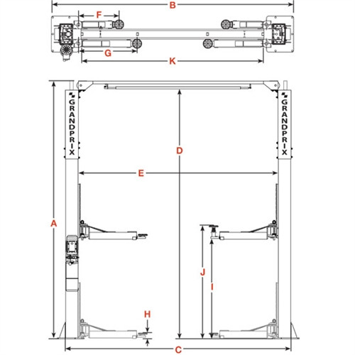 BendPak GrandPrix GP-10C 10K 2 Post Lift