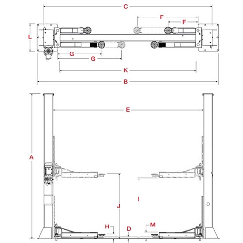 BendPak GrandPrix™ GP-9LC Floorplate Low-Ceiling 2 Post Lift  9,000 lbs