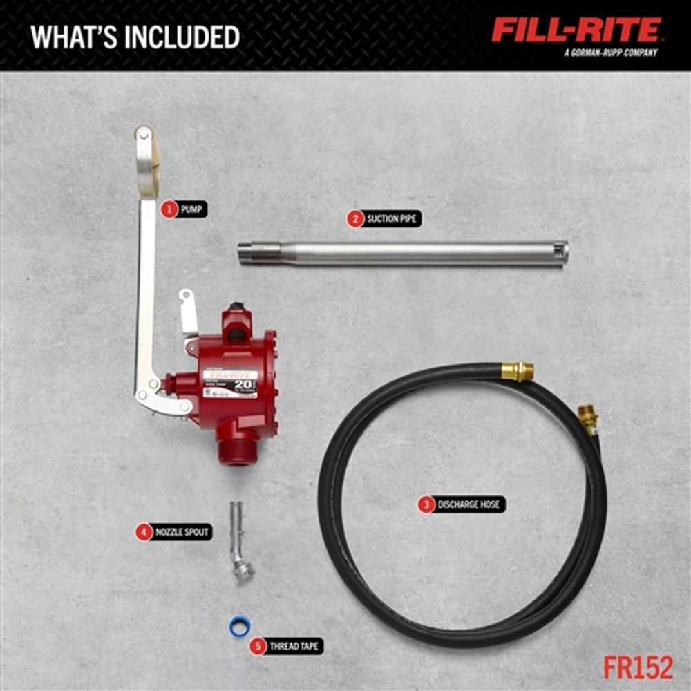 Fill-Rite FR152 Piston Hand-Operated Fuel Transfer Pump w/Nozzle Spout