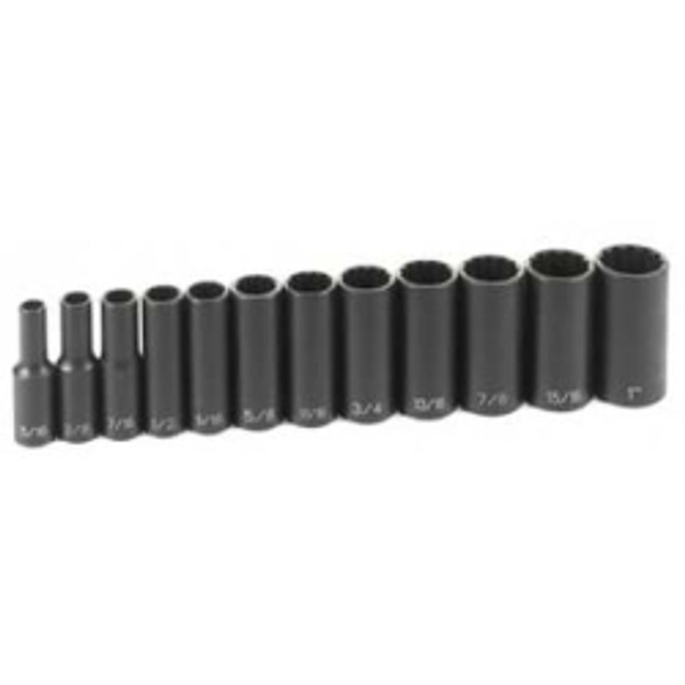 12pc 3/8"D 12pt Deep Fractional Impact Socket Set