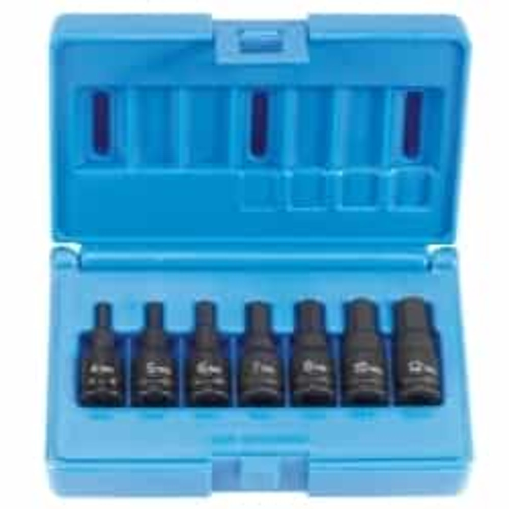 7pc 3/8" Drive Metric Hex Driver Impact Socket Set