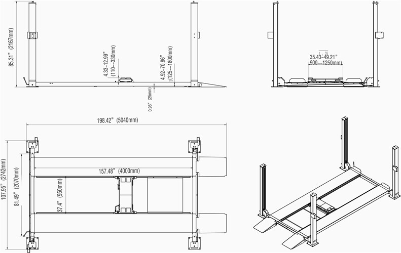 FLOW クアトロ quattro Lサイズ Katool KT-4H850 4 Post 8.5K Car Lift | Best Buy Auto Equipment,