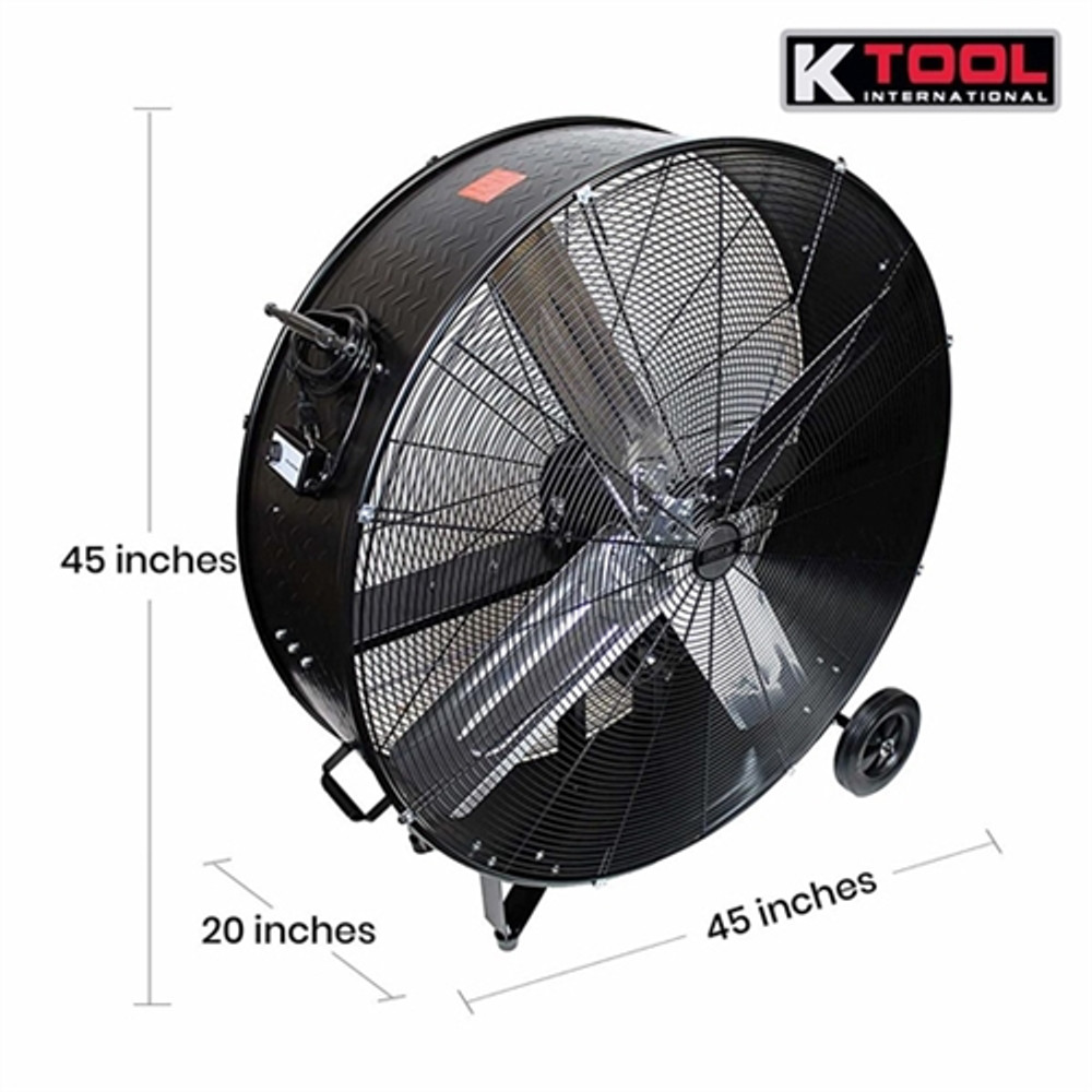 K Tool 77742 42" Belt Drive Industrial Drum Fan w/Wheels