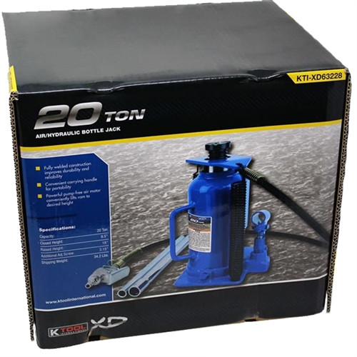 K Tool 20-Ton Air/Hydraulic XD Bottle Jack