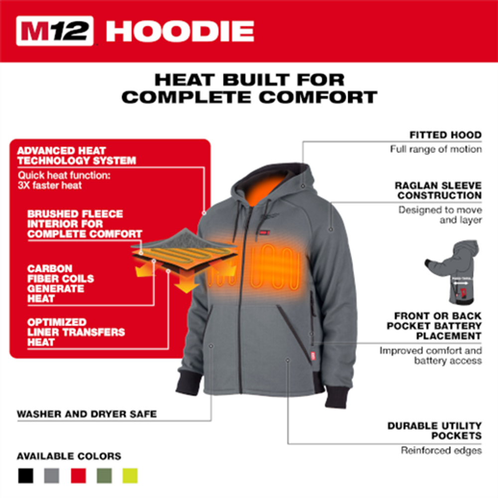 Milwaukee® 306R-20 M12™ Heated Hoodie  Only - Red