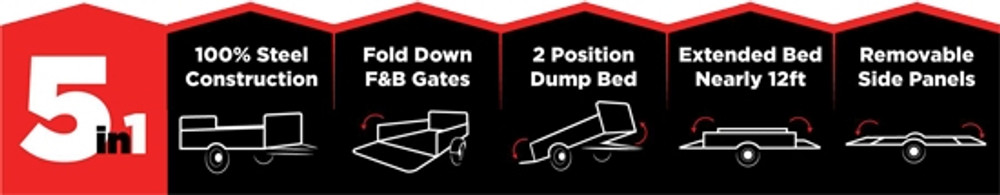 DK2 MMT5X7 5ft x 7ft Multi Purpose Steel Utility Trailer - Black DK2 MMT5X7 5ft x 7ft Multi Purpose Steel Utility Trailer - Black