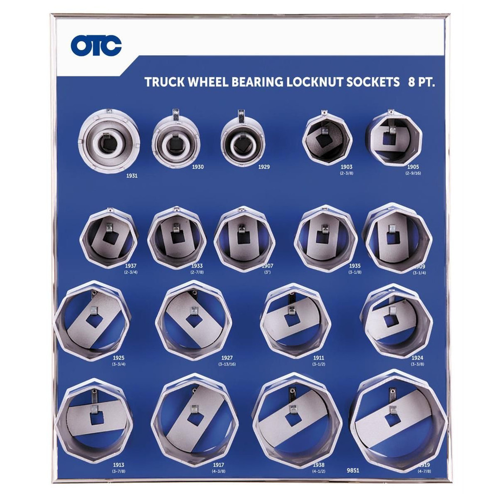 OTC 9851A 18pc 8pt Wheel Bearing Locknut Socket Display
