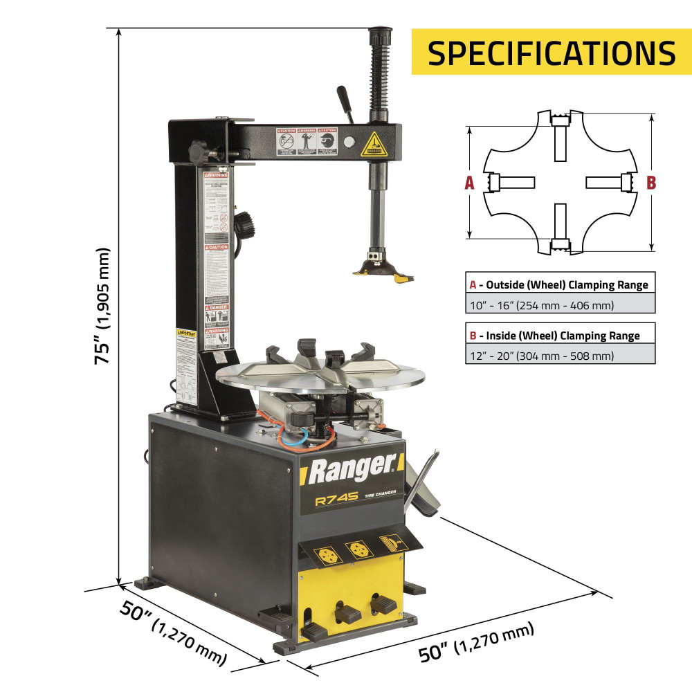 Ranger R745 RimGuard™ 21" Capacity Entry-Level Tire Changer - New Gray