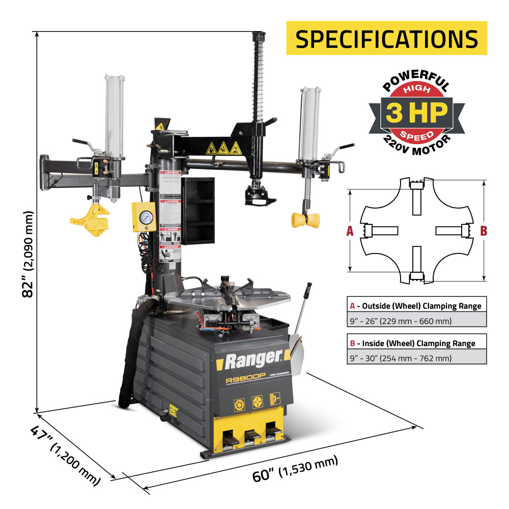 Ranger R980DP-L Swing-Arm Tire Changer w/Dual Assist- 110V