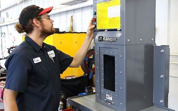 Ranger Heavy-Duty Hydraulic Oil-Filter Crusher w/ Stand 25-Ton Capacity