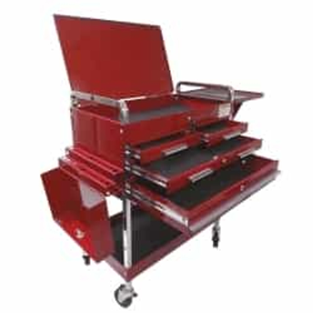 Red Deluxe Service Cart w/Locking Top Red Deluxe Service Cart w/Locking Top