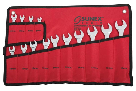 Sunex 9715 14pc Metric Raised Panel Combination Wrench Set