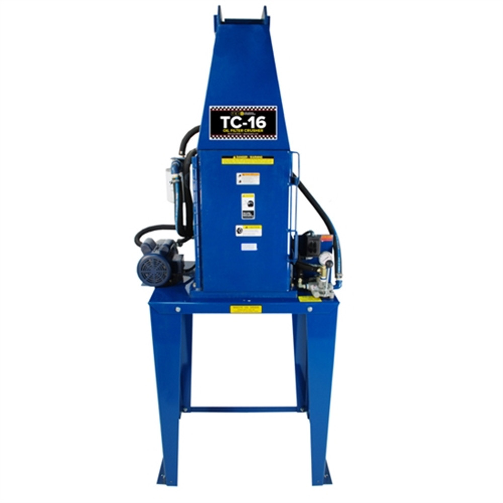TSI TC-16 AC Automatic Oil Filter Crusher w/64,000 lbs Crushing Force