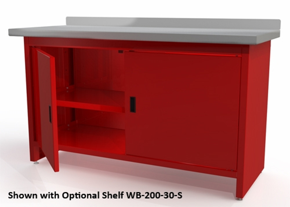QSP WB-200-30-SS Steel Work Bench w/Doors & Stainless Steel Top