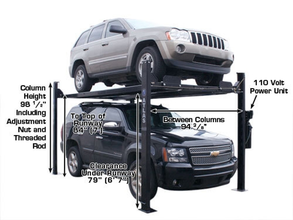 Atlas® Garage Pro 8000 Ext Ex-Tall Service/Parking 4 Post Lift 8,000 lbs