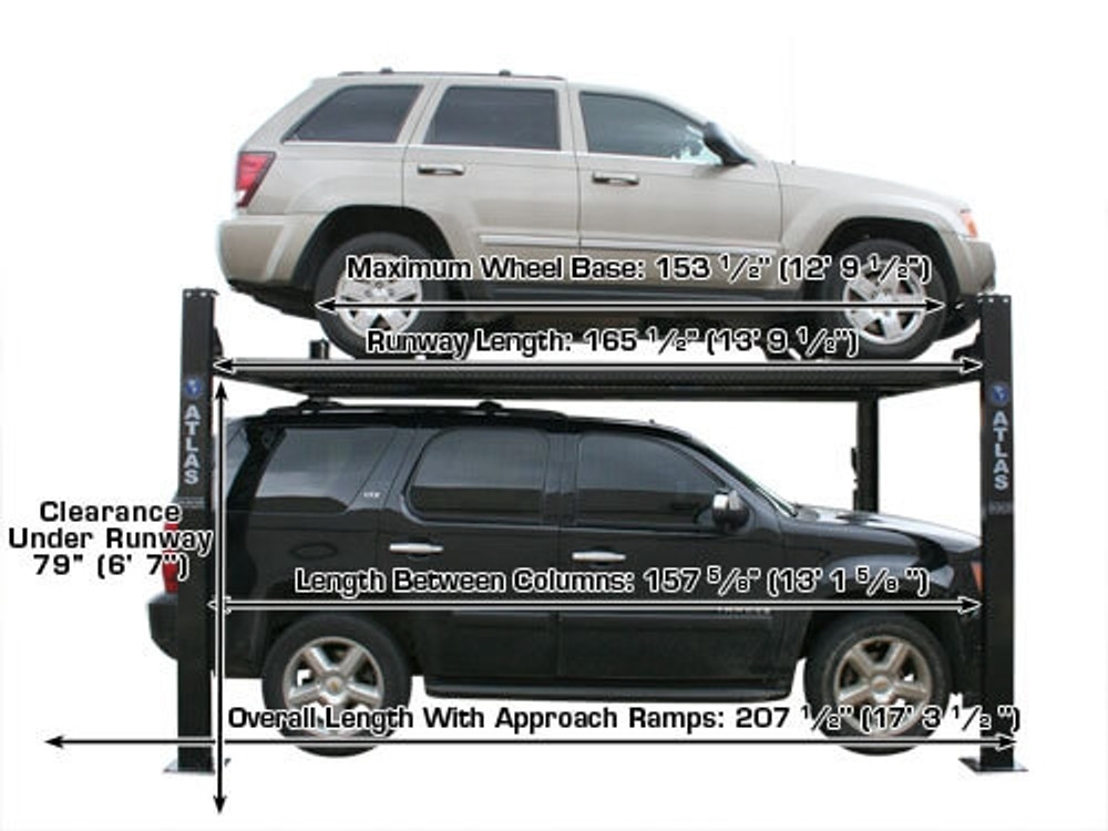 Atlas® Garage Pro 8000 Ext Ex-Tall Service/Parking 4 Post Lift 8,000 lbs