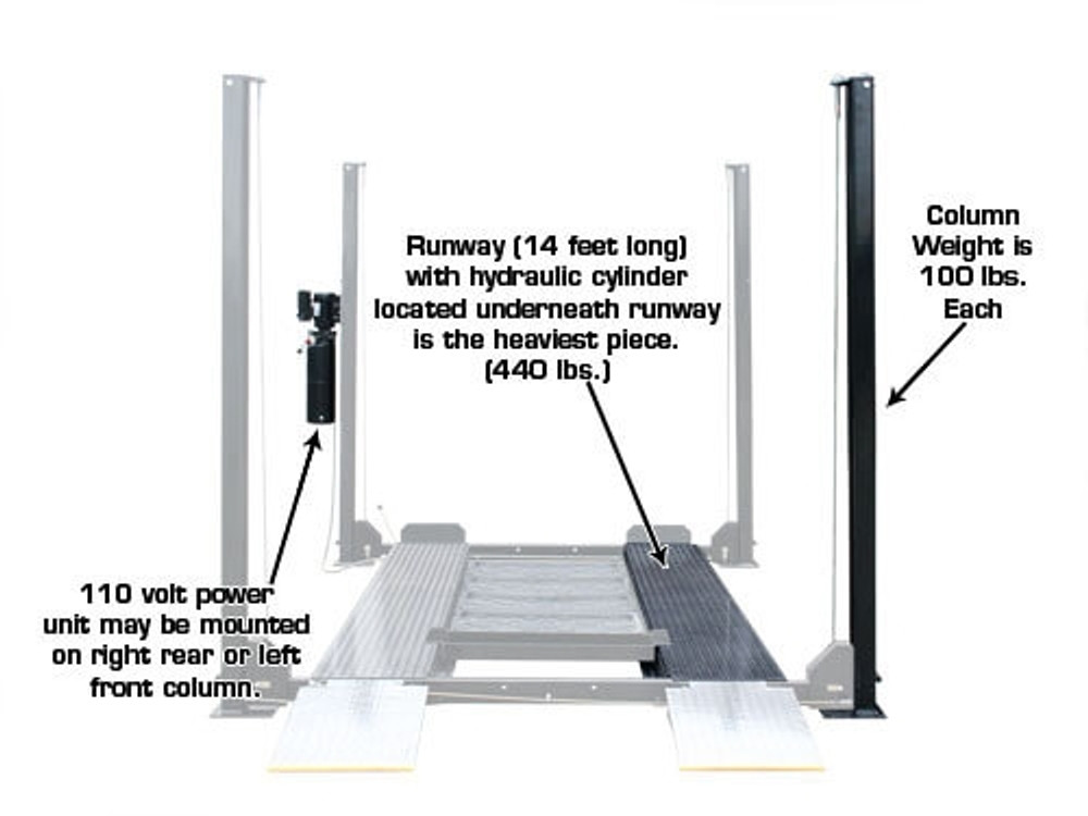 Atlas® Garage Pro 8000 Ext Ex-Tall Service/Parking 4 Post Lift 8,000 lbs