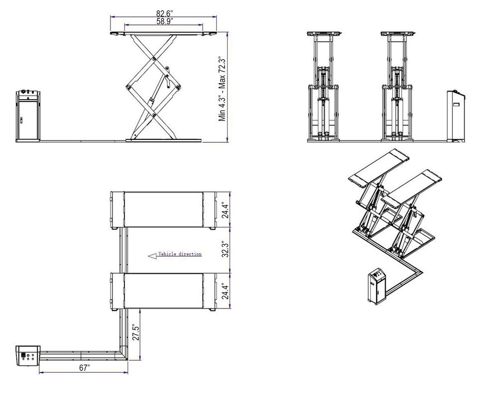 Katool KT-X95 Full-Rise Scissor Lift 8,000 lbs