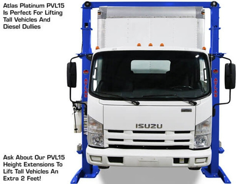 Atlas® Platinum PVL15 ALI Certified 2 Post Lift 15,000 lbs w/Ext Kit