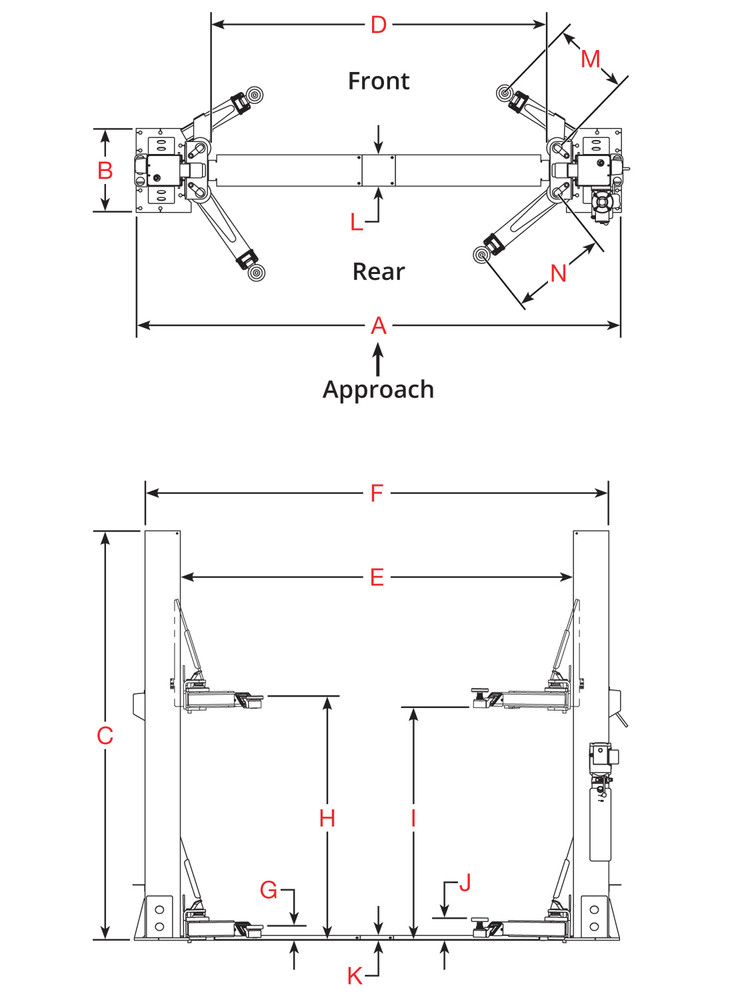 BendPak 9APF Floorplate Two-Post Lift for Low Ceilings  9,000 lbs