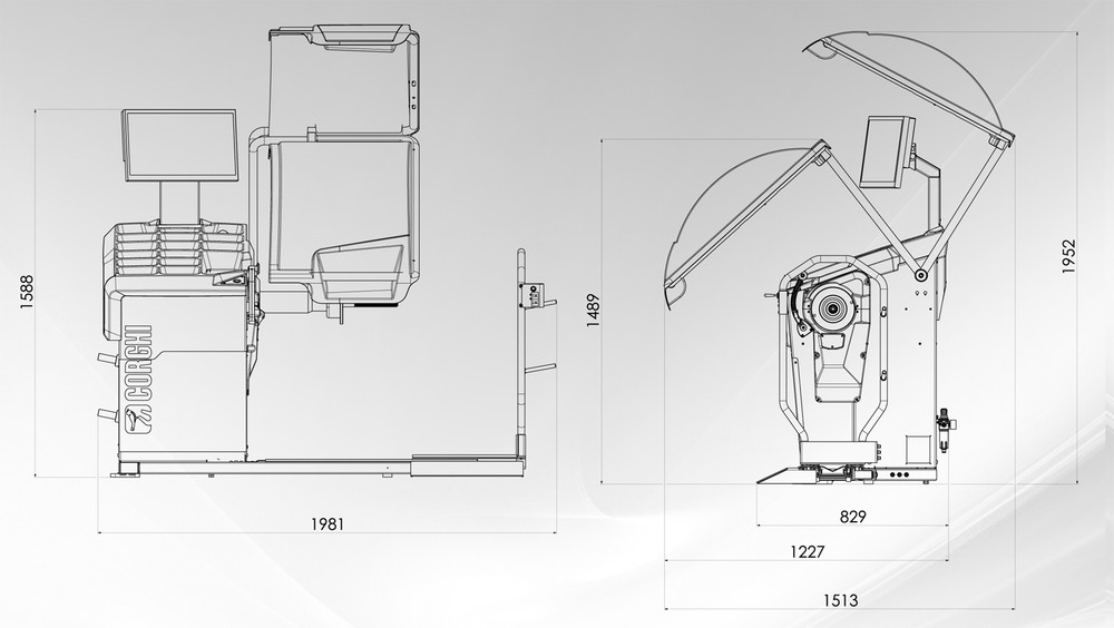 Corghi ET1680 HD Monitor Truck Wheel Balance w/Lift & Auto Kit