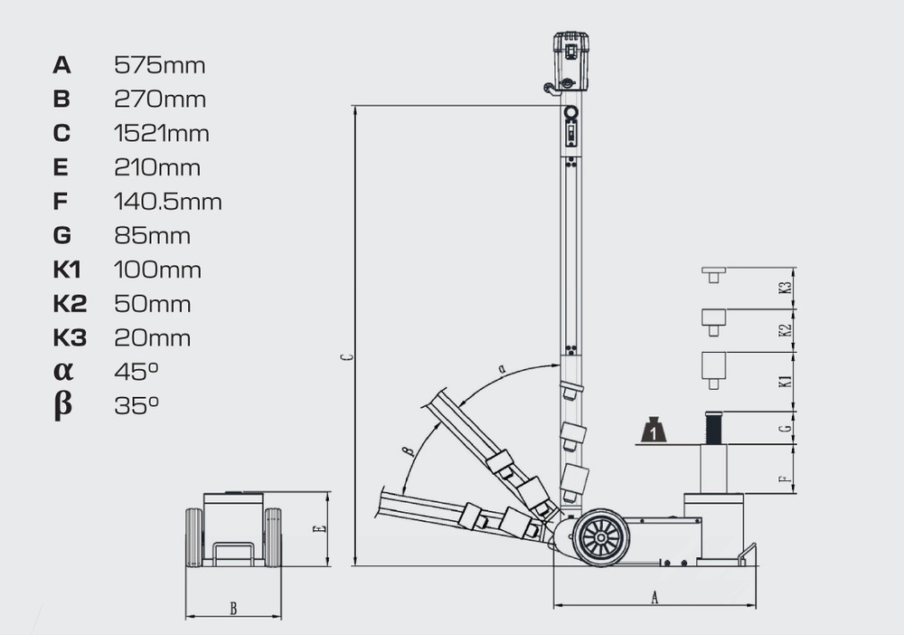 Scorpion GreenLine EJ20-1 20T Electric Hydraulic Floor Service Jack